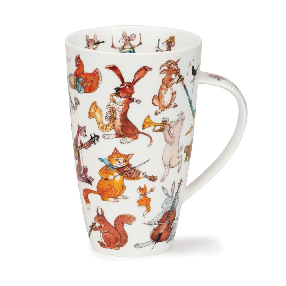Dunoon Henley Crash, Bang, Wallop Becher 6 dl aus Fine Bone China Porzellan mit musizierenden Tieren von Cherry Denman