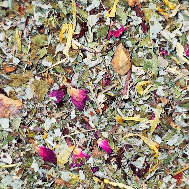 Schietwetter Tee Kräuter- und Blütenmischung mit Hagebutten, Apfelstücken, Fenchel, Ringelblumen und Rosenblüten