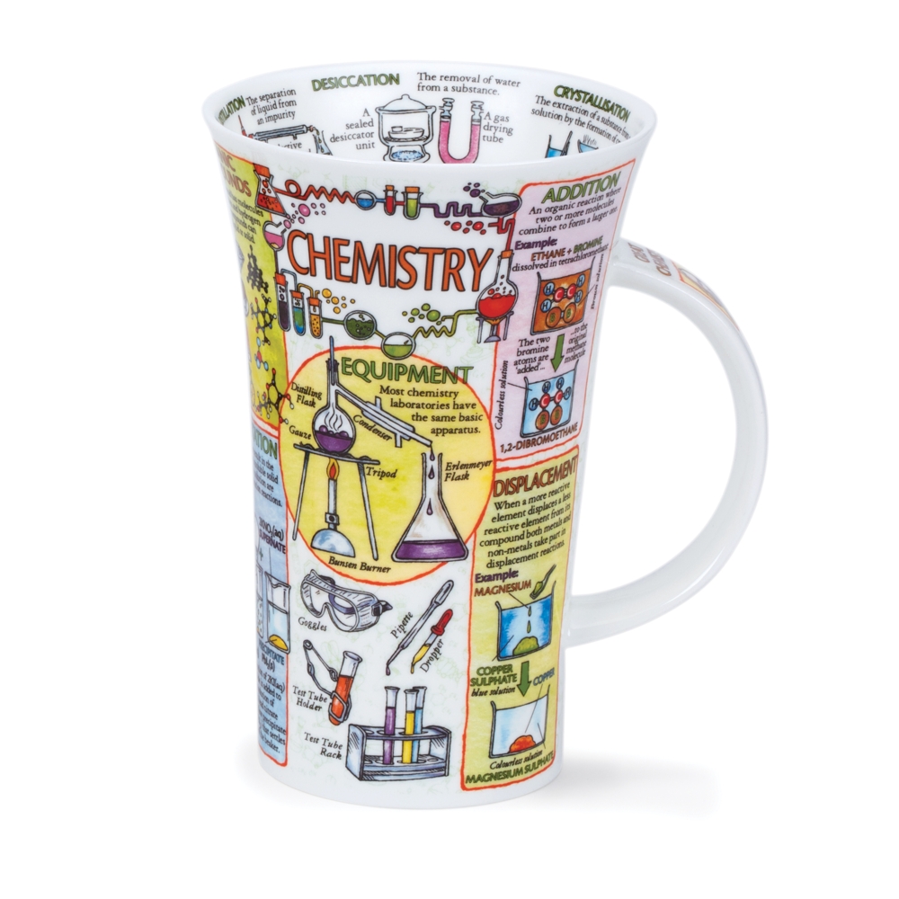 Dunoon Glencoe Chemistry Fine Bone China Porzellan Becher 5 dl mit Chemiemotiv von Caroline Dadd