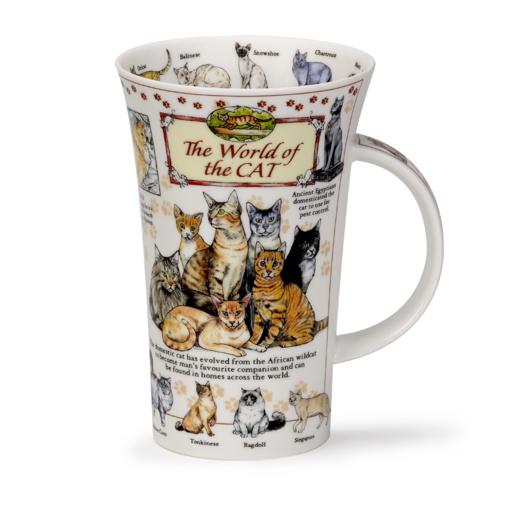 Dunoon Glencoe World of Cat Fine Bone China Porzellan Becher 5 dl mit Katzenmotiv und Katzenrassen von Caroline Dadd