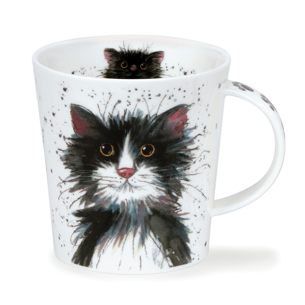 Dunoon Lomond Catter Splatter Black & White Fine Bone China Becher 3.2 dl mit schwarz-weissem Katzenmotiv