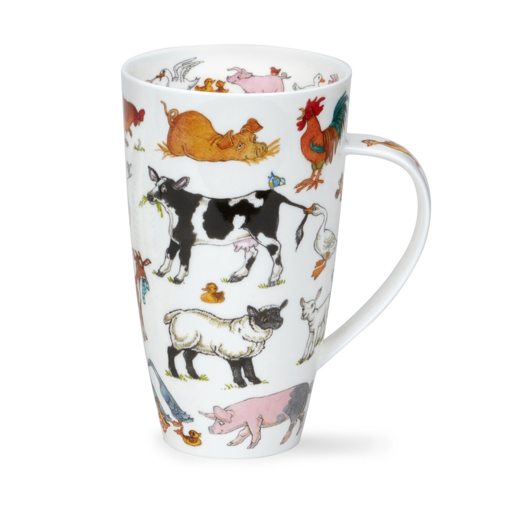 Dunoon Henley Becher Farmyard Frolics aus Fine Bone China Porzellan mit Bauernhofmotiv 6dl
