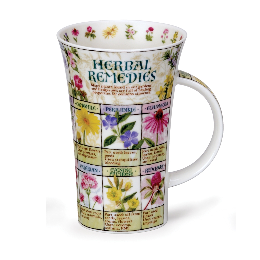 Dunoon Glencoe Herbal Remedies Fine Bone China Porzellan Becher 5 dl mit Heilkräutermotiv von Caroline Dadd