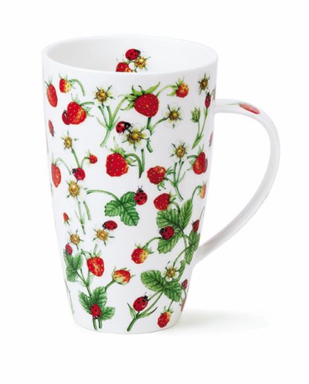 Dunoon Henley Becher Dovedale Strawberry aus Fine Bone China Porzellan mit Blumenmotiv 6dl