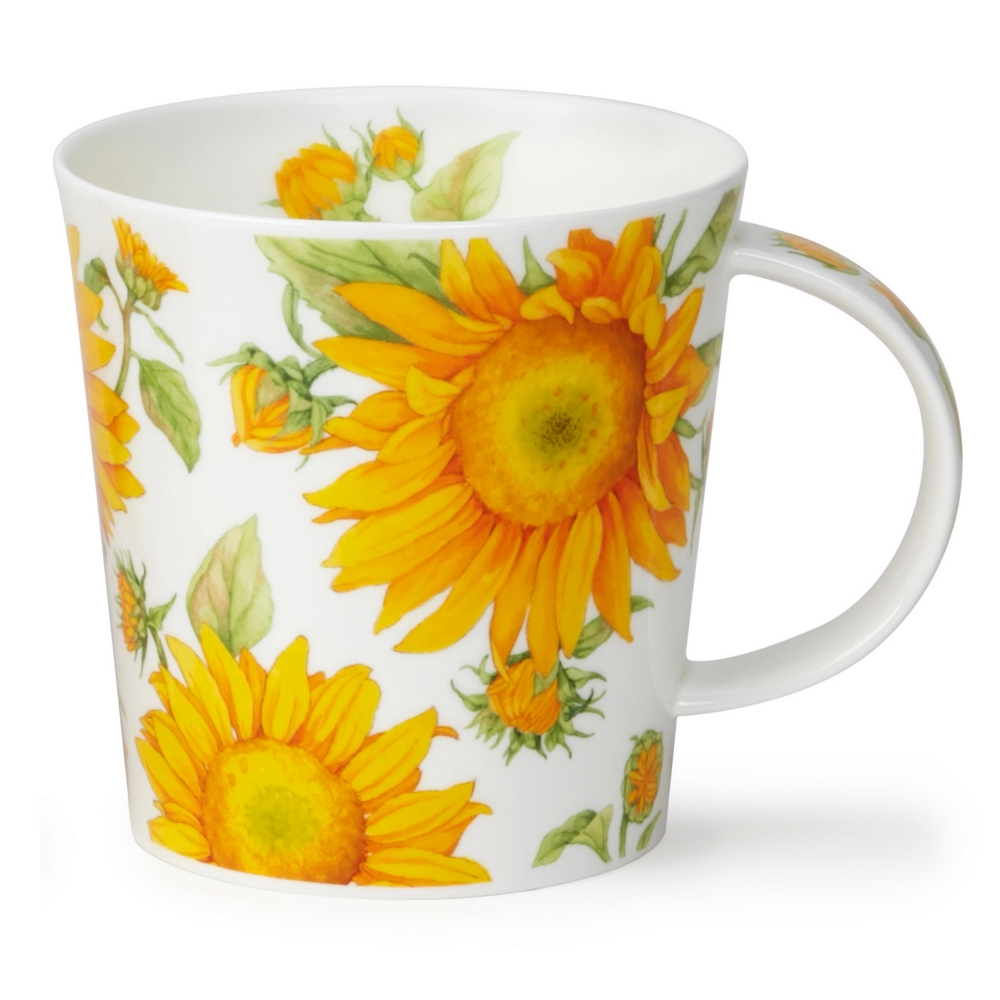 Dunoon Benmore Sunflower Fine Bone China Porzellan XXL Becher 7.5 dl mit Sonnenblumenmotiv von Michèle Aubourg