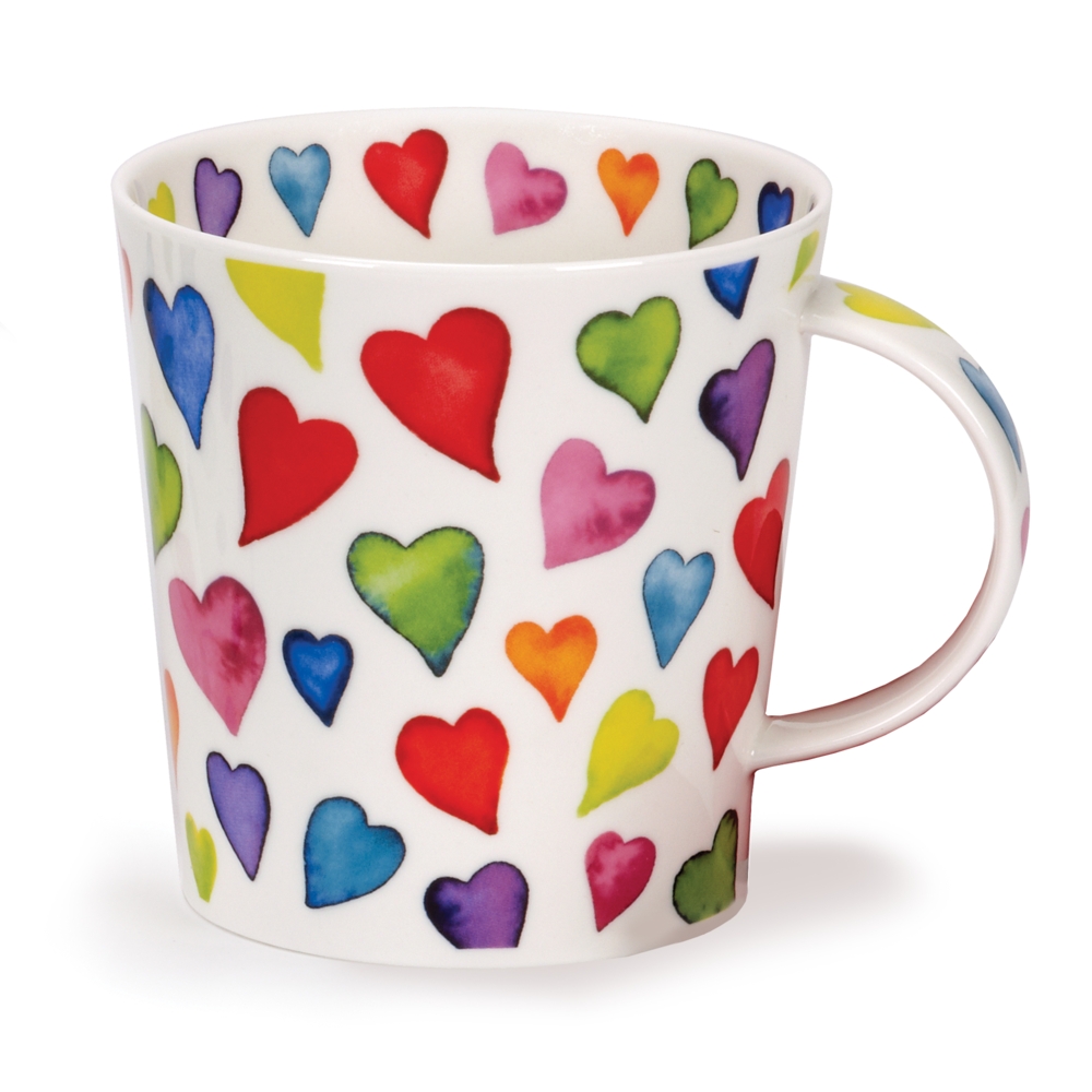 Dunoon Cairngorm Warm Hearts Becher 4.8 dl mit farbenfrohem Herzdekor von Caroline Bessey