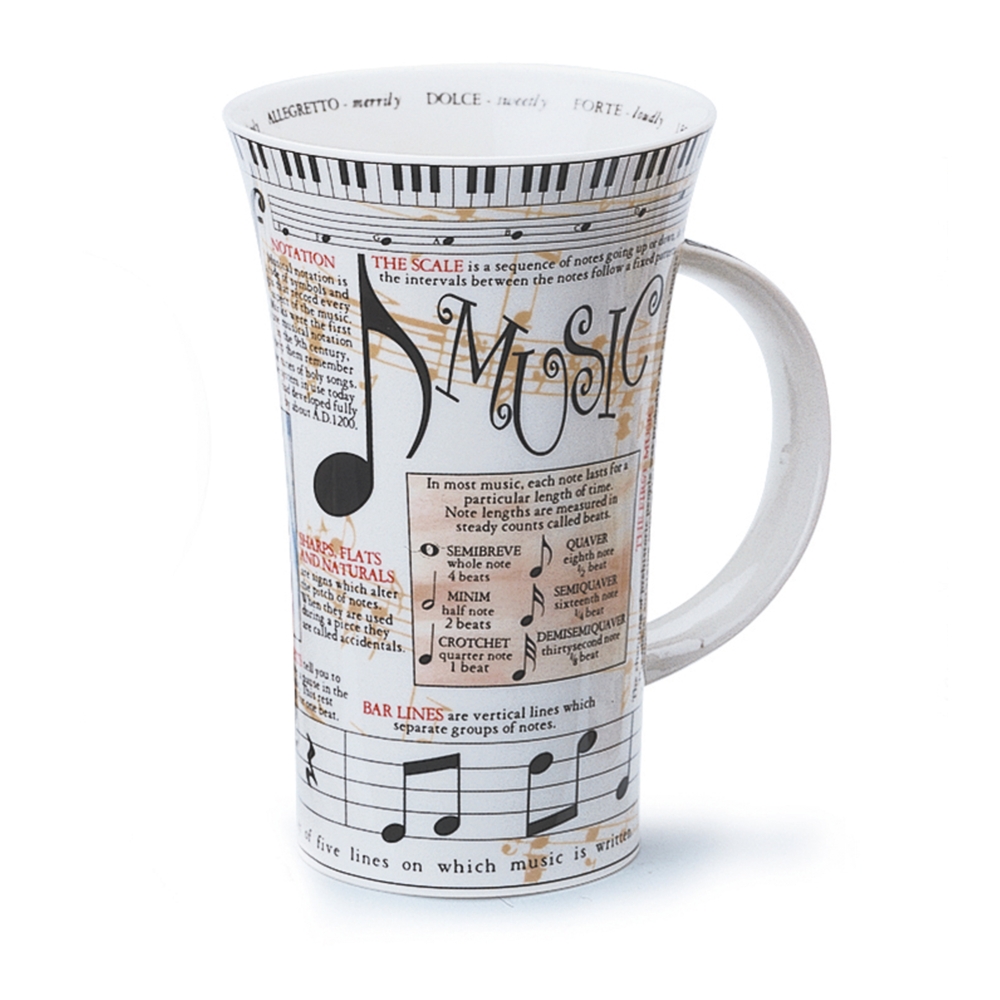 Dunoon Glencoe Music Fine Bone China Porzellan Becher 5 dl mit Musikmotiv von Jackie Reynolds