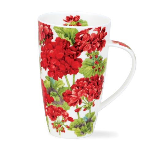Dunoon Henley Becher Geraniums rot aus Fine Bone China Porzellan mit Blumenmotiv 6dl