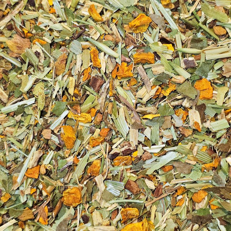 Wohlbehagen Bio Kräutertee – würzige Kräuter- und Gewürzmischung mit Kurkuma, Süssholz, Fenchel, Galgant, Zimt und Kardamom
