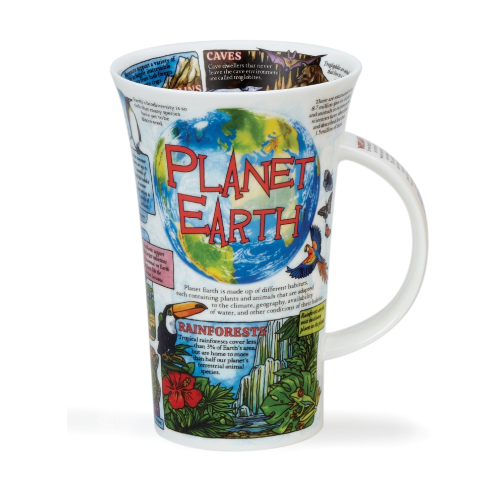 Dunoon Glencoe Planet Earth Fine Bone China Porzellan Becher 5 dl mit Erdmotiv und Ökosystemen von Caroline Dadd