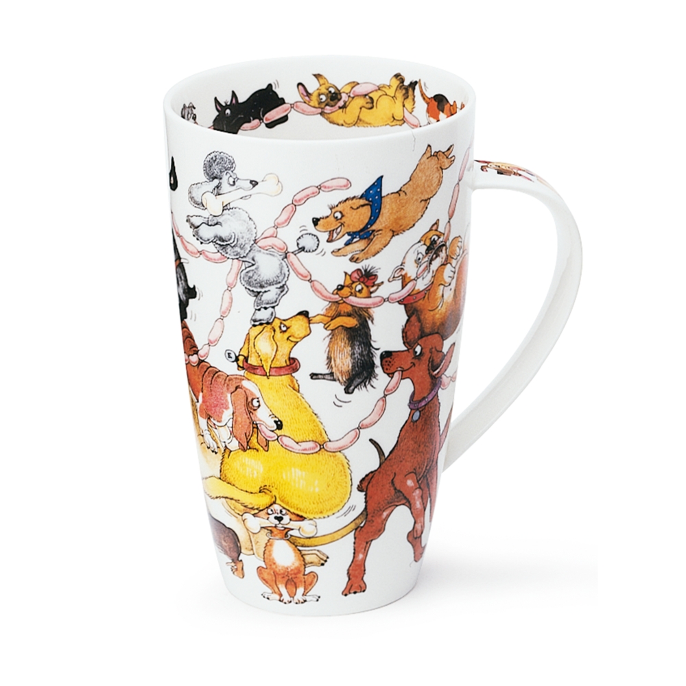 Dunoon Henley Becher Frolic Dogs aus Fine Bone China Porzellan mit Hundemotiv 6dl