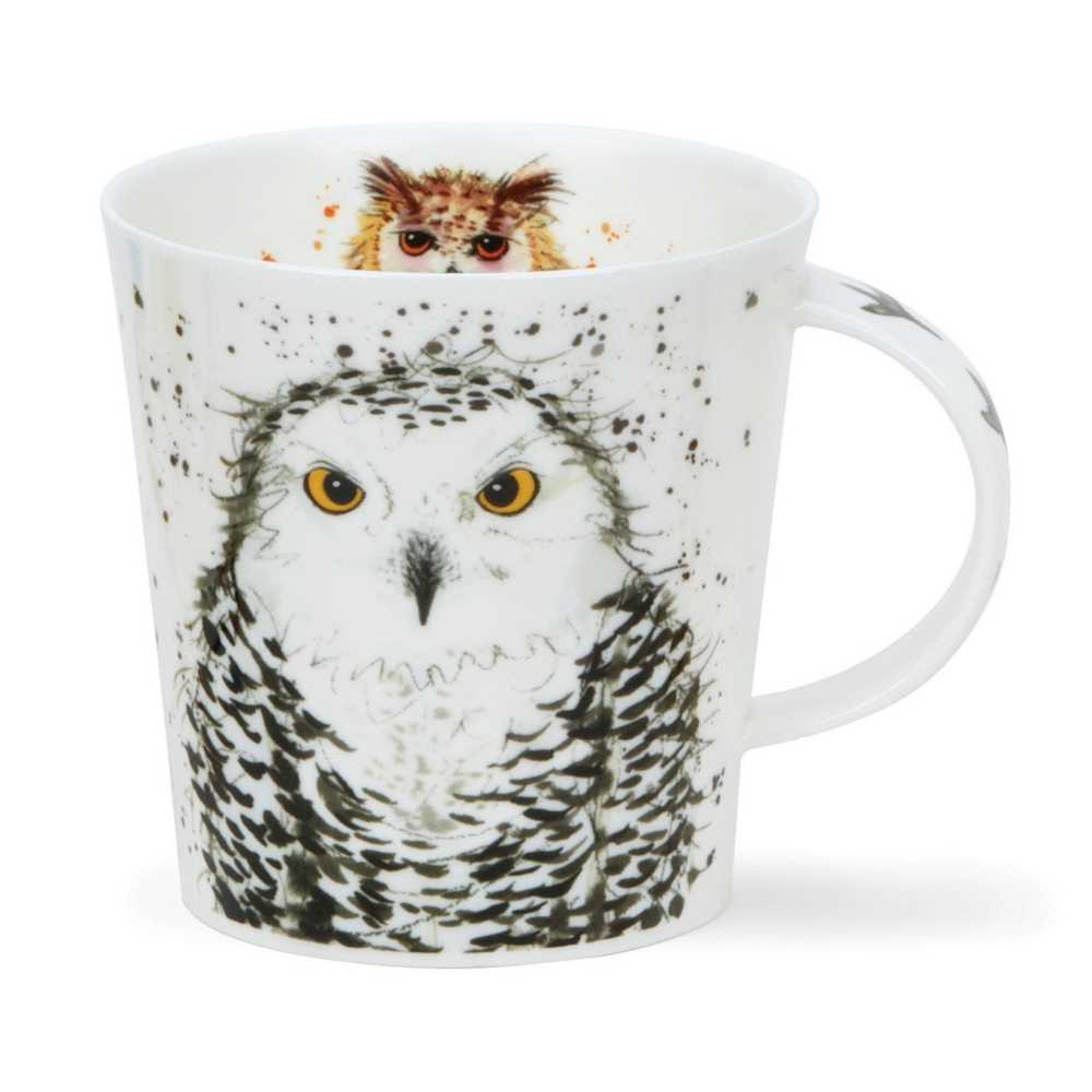 Dunoon Cairngorm What a Hoot White Becher 4.8 dl mit humorvollem Eulenmotiv von Kate Mawdsley